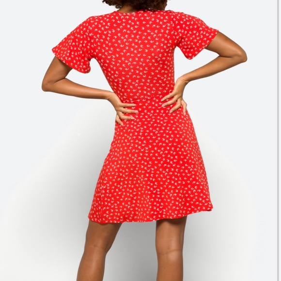 41 HAWTHORN Red Elisse Knit Basque Waist Surplice Dress - Small - Picture 4 of 9